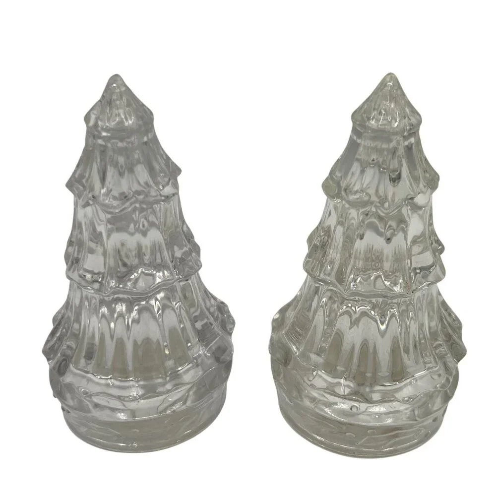 Gorham Fine Crystal Salt Pepper Shakers Christmas Tree 4